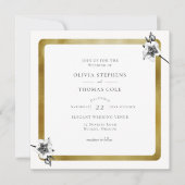 Moderne kerstfeestelijke Rozen met gouden Kerstmis Kaart (Voorkant)