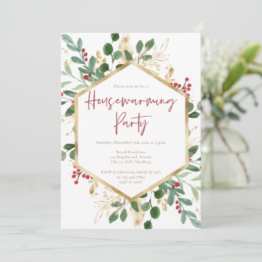 Moderne kerstfeestelijke uitnodigingen (Staand voorkant)