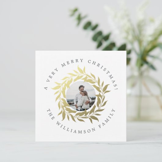 Moderne kerstfeestfoto feestdagenkaart (Staand voorkant)