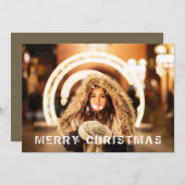 Moderne kerstfeestfoto feestdagenkaart (Voorkant / Achterkant)