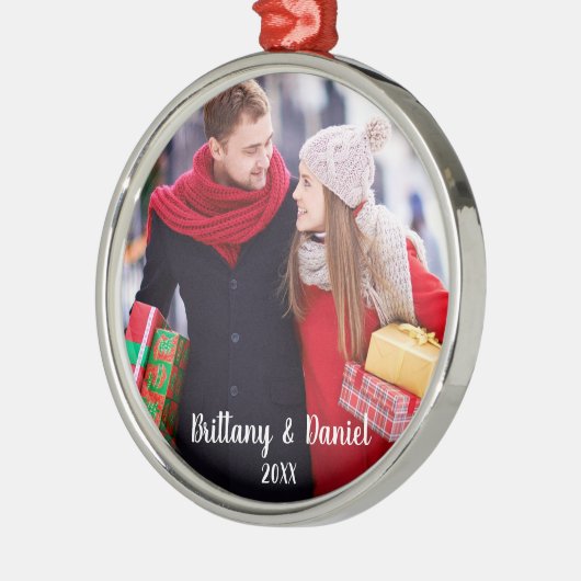 Moderne kerstfeestfoto Ornament R (Links)