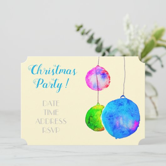 Moderne kerstfeestroze en blauwe bubbels kaart (Staand voorkant)