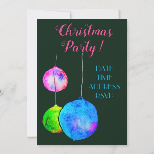 Moderne kerstfeestroze en blauwe bubbels kaart (Voorkant)