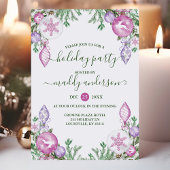 Moderne kerstfeestroze Paarse Waterverf Feestdagenkaart