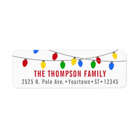 Moderne kerstfeestverlichting etiket (Voorkant)