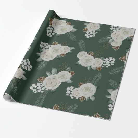 Moderne kerstflank wit patroon cadeaupapier (Uitgerold)