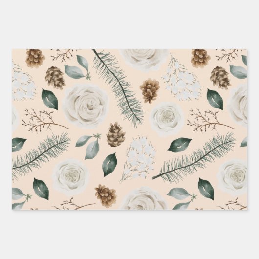 Moderne kerstflank wit patroon inpakpapier vel (Voorkant 3)