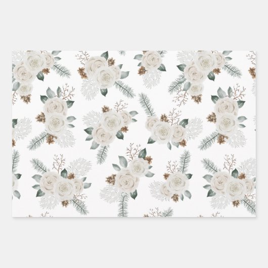 Moderne kerstflank wit patroon inpakpapier vel (Voorkant 2)