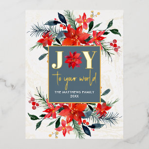 Moderne kerstfleschemicaliën Joy Gold Real Folie Feestdagen Briefkaart