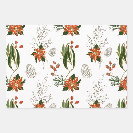 Moderne kerstflora Greenery Inpakpapier Vel (Voorkant 2)