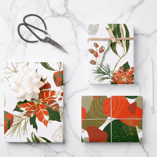 Moderne kerstflora Greenery Inpakpapier Vel (Voorkant)