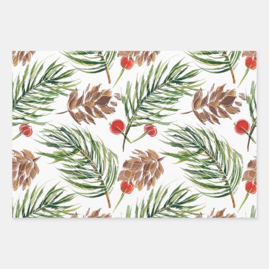 Moderne kerstflora Greenery Inpakpapier Vel (Voorkant 3)