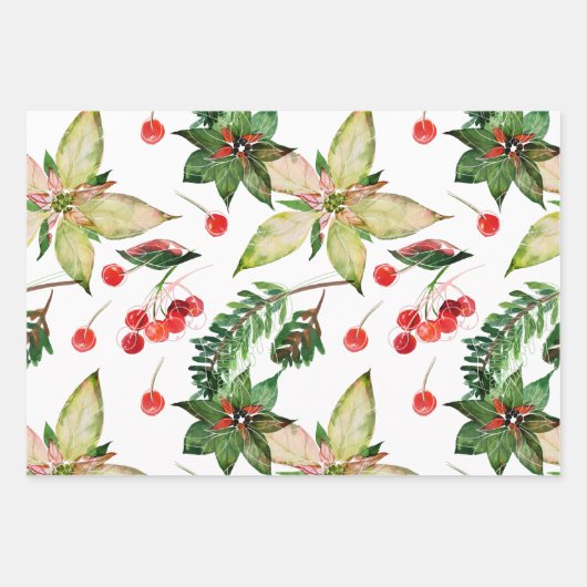 Moderne kerstflora Greenery Inpakpapier Vel (Voorkant 2)