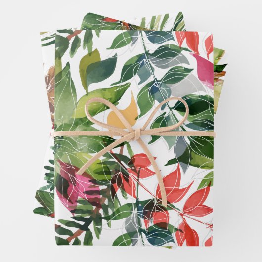 Moderne kerstflora Greenery Inpakpapier Vel (In situ)