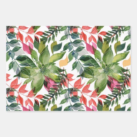 Moderne kerstflora Greenery Inpakpapier Vel (Voorkant)