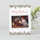 Moderne Kerstfoto Botanisch Feestdagenkaart (Staand voorkant)
