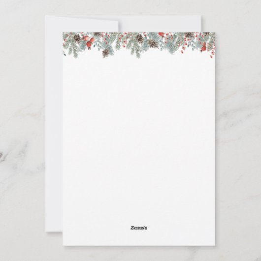 Moderne Kerstfoto Botanisch Feestdagenkaart (Achterkant)