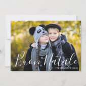 Moderne Kerstfoto Buon Natale Plaid Feestdagenkaart (Voorkant)