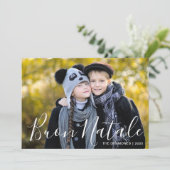 Moderne Kerstfoto Buon Natale Plaid Feestdagenkaart (Staand voorkant)