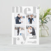 Moderne kerstfoto Collage Gray Feestdagenkaart (Staand voorkant)