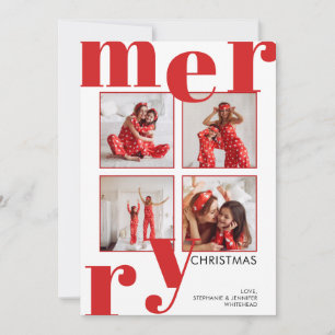 Moderne kerstfoto Collage Red Feestdagenkaart