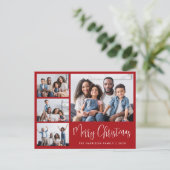 Moderne kerstfoto Collage Red Feestdagenkaart (Staand voorkant)