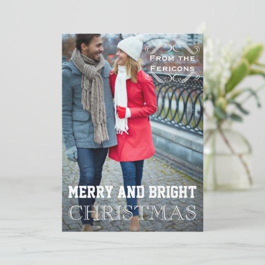 Moderne kerstfoto  elementen feestdagenkaart (Staand voorkant)