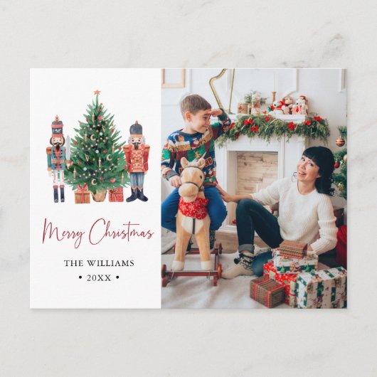 Moderne kerstfoto feestdagenkaart (Voorkant)