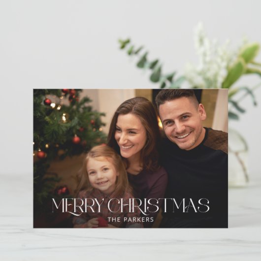 Moderne kerstfoto feestdagenkaart (Staand voorkant)