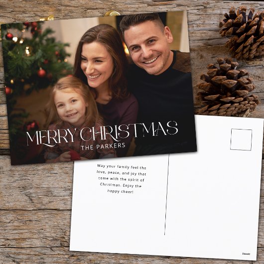 Moderne kerstfoto feestdagenkaart