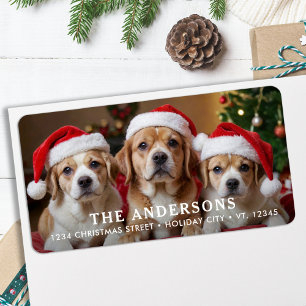 Moderne kerstfoto gepersonaliseerd retouradres etiket