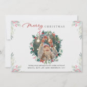 Moderne kerstfoto Gingham Botanical Feestdagenkaart (Voorkant)