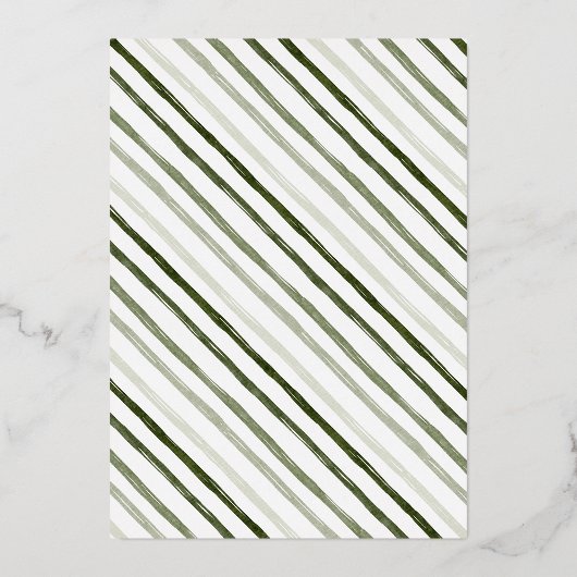 Moderne kerstfoto groen goud folie feestdagenkaart (Achterkant)