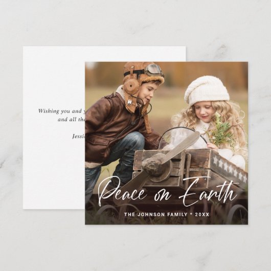 Moderne Kerstfoto Groet Vrede op Aarde Feestdagenkaart (Voorkant / Achterkant)