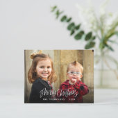 Moderne kerstfoto-handschrift voor Merry Feestdagenkaart (Staand voorkant)