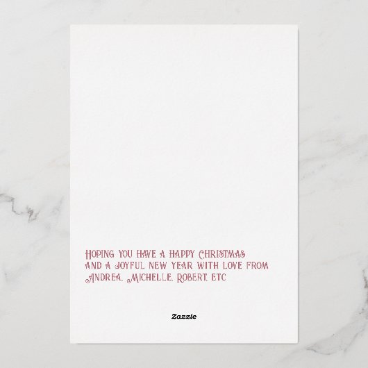 Moderne Kerstfoto in Ivoor & Roségoud Folie Feestdagenkaart (Achterkant)