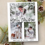 Moderne kerstfoto in penseel briefkaart<br><div class="desc">Het moderne Manuscript van de Borstel het Vroegere Briefkaart van de Foto van Kerstmis</div>