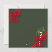 Moderne kerstfoto kaart met rode strikken (Achterkant)