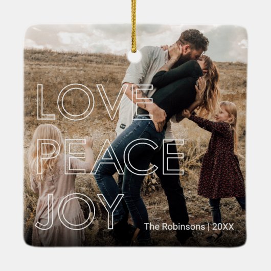 Moderne kerstfoto keramisch ornament (Achterkant)