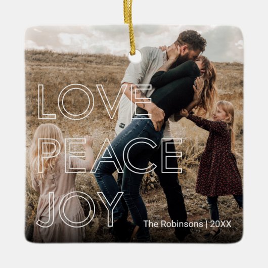 Moderne kerstfoto keramisch ornament (Voorkant)