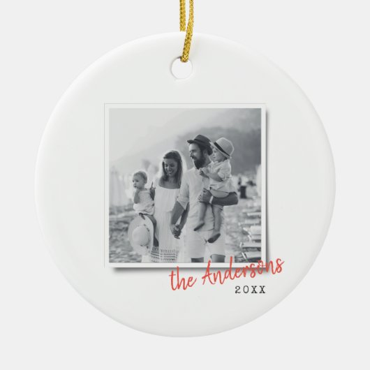 Moderne  kerstfoto keramisch ornament (Voorkant)