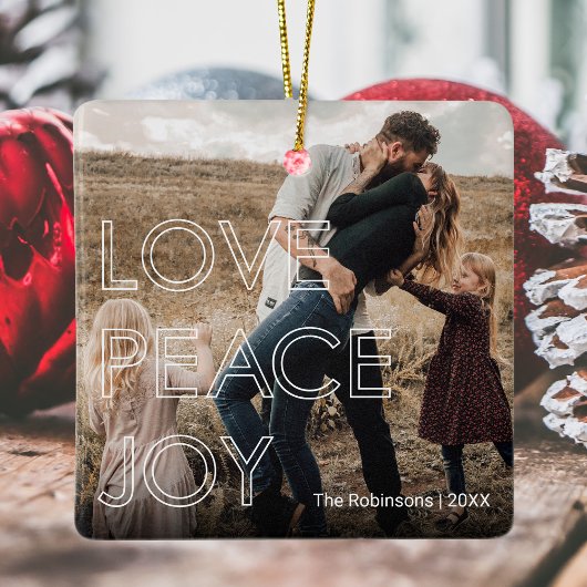 Moderne kerstfoto keramisch ornament