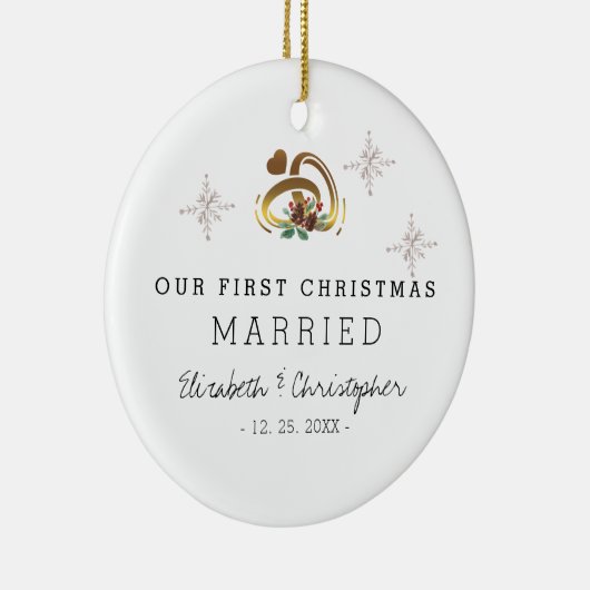 Moderne kerstfoto keramisch ornament (Rechts)