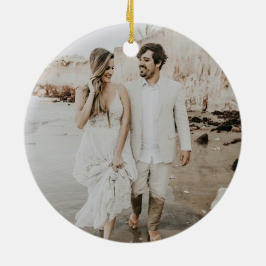 Moderne kerstfoto keramisch ornament (Achterkant)