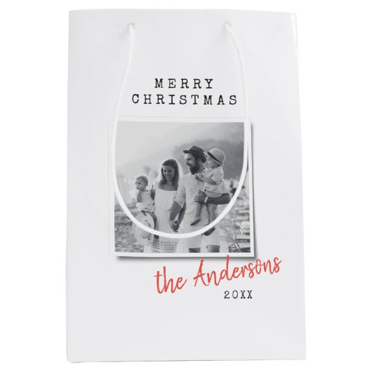 Moderne  kerstfoto medium cadeauzakje (Voorkant)
