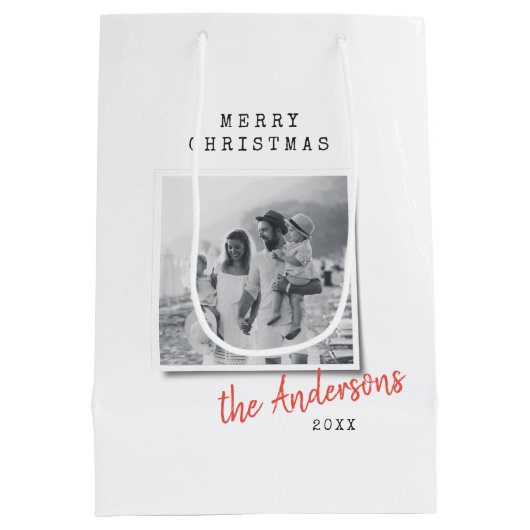 Moderne kerstfoto medium cadeauzakje (Achterkant)