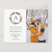 Moderne kerstfoto met elegant aankondigingskaart (Voorkant)