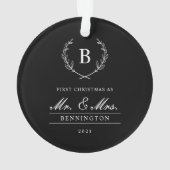 Moderne kerstfoto met gehuwd en vrolijk kerstfeest ornament (achterkant)