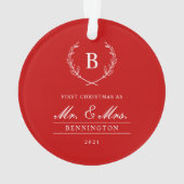 Moderne kerstfoto met gehuwd en vrolijk kerstfeest ornament (achterkant)