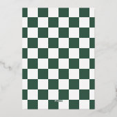 Moderne kerstfoto met golvende rand in groen folie uitnodiging (Achterkant)